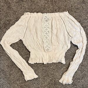 Elegant Cream Lace Trim Women's Top